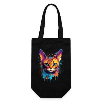 Splash Art coloré Visage de chat abyssin - Sac à bouteille - noir - Devant