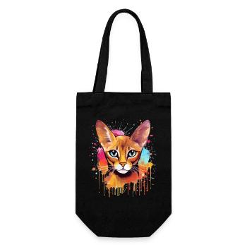 Colorful Splash Art Abyssinian Cat - Gift Bag for Bottles - black - Front