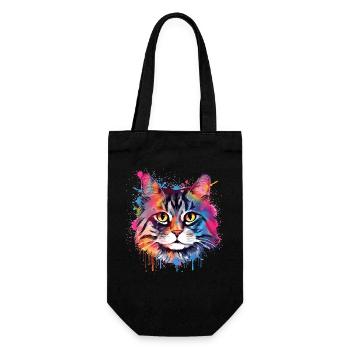 Art coloré éclaboussé Visage de chat américain à queue courte - Sac à bouteille - noir - Devant
