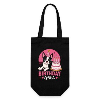 Birthday Girl Boston Terrier Cake - Gift Bag for Bottles - black - Front