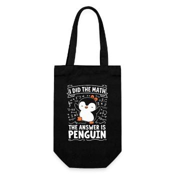 Mathe-Pinguin: Die Antwort Ist Pinguin - Geschenkbeutel für Flaschen - Schwarz - Vorne