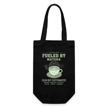 Angetrieben von Matcha Calm, aber koffeinhaltigem grünem Tee - Geschenkbeutel für Flaschen - Schwarz - Vorne