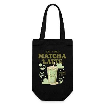 Kyoto Cafe Matcha Latte Schaumiger und gemütlicher Matcha-Tee - Geschenkbeutel für Flaschen - Schwarz - Vorne