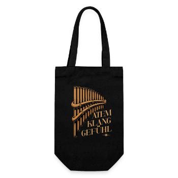 Panflöte Atem Klang Gefühl für Panflötenfans - Geschenkbeutel für Flaschen - Schwarz - Vorne