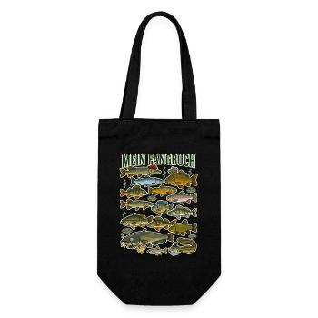 Mein Fangbuch Lustige Fische Angler Vintage - Geschenkbeutel für Flaschen - Schwarz - Vorne