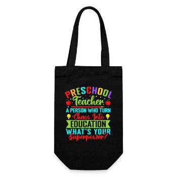 Pre K Teacher What´s Your Superpower Kindergarten - Geschenkbeutel für Flaschen - Schwarz - Vorne