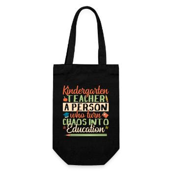 Pre K Teacher Chaos Into Education Kindergarten - Geschenkbeutel für Flaschen - Schwarz - Vorne