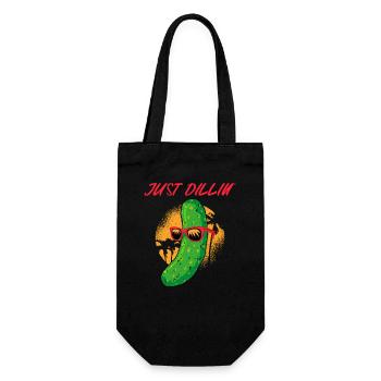 Just Dillin Coole Gurke Urlaub Chillen Vintage - Geschenkbeutel für Flaschen - Schwarz - Vorne