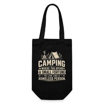 Camping Luxus-Spruch: Zeltpreis-Witz - Geschenkbeutel für Flaschen - Schwarz - Vorne