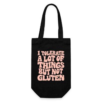 Viel tolerieren, aber kein Gluten - Geschenkbeutel für Flaschen - Schwarz - Vorne