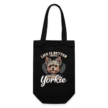 Yorkshire Terrier Yorkie Dog Breed - Gift Bag for Bottles - black - Front