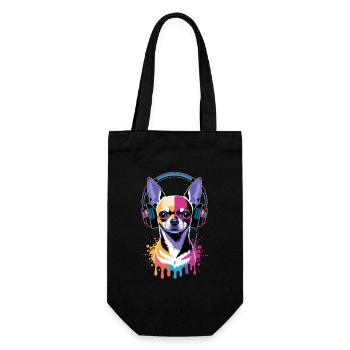 Chihuahua avec un casque - Sac à bouteille - noir - Devant