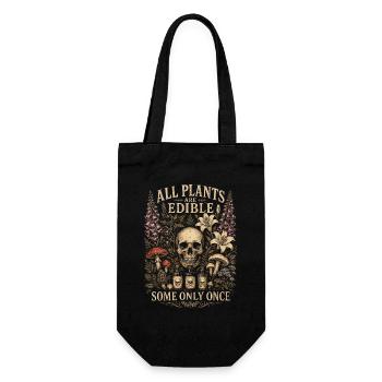 Plantes, jardiniers, jardin, toutes les plantes sont comestibles - Sac à bouteille - noir - Devant