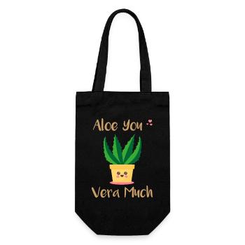 Aloe You Vera Much Funny Aloe Vera Plant Pun Gift - Gift Bag for Bottles - black - Front