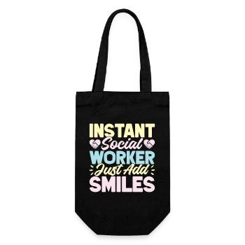 Social Worker Quota Just Add Smiles Social Work - Gift Bag for Bottles - black - Front