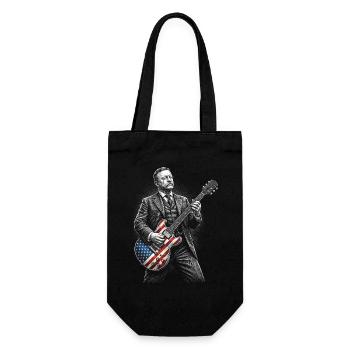 Theodore Roosevelt Guitarist with Flags Guitar - Gift Bag for Bottles - black - Front