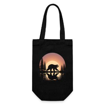 Mammouth au coucher du soleil dans la forêt de pins - Sac à bouteille - noir - Devant