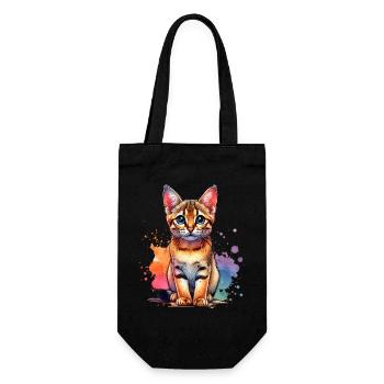 Savannah Katze Geschenk - Geschenkbeutel für Flaschen - Schwarz - Vorne