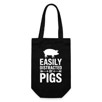 Schwein Sprüche Schweine Lustiges Schwein Geschenk - Geschenkbeutel für Flaschen - Schwarz - Vorne