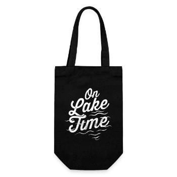 On Lake Time Hand Lettering - Gift Bag for Bottles - black - Front