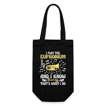 Ich spiele Euphonium und ich weiß Dinge - Geschenkbeutel für Flaschen - Schwarz - Vorne