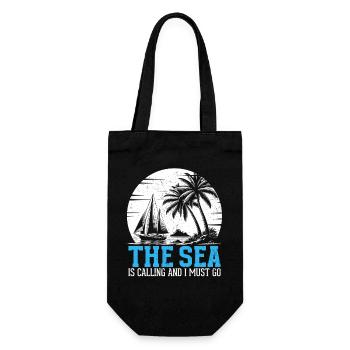 The Sea Is Calling And I Must Go Captain Sail Sail - Geschenkbeutel für Flaschen - Schwarz - Vorne