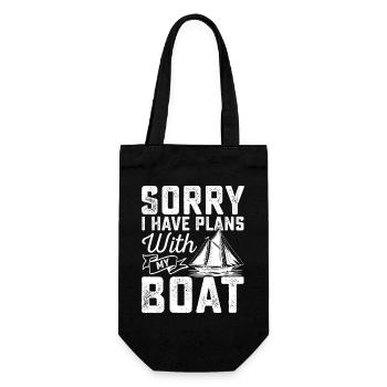 Sorry I Have Plans With My Boat Sailor Sail Captai - Geschenkbeutel für Flaschen - Schwarz - Vorne