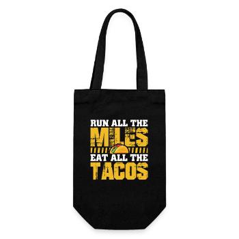 Run All The Miles Eat All The Tacos - Geschenkbeutel für Flaschen - Schwarz - Vorne