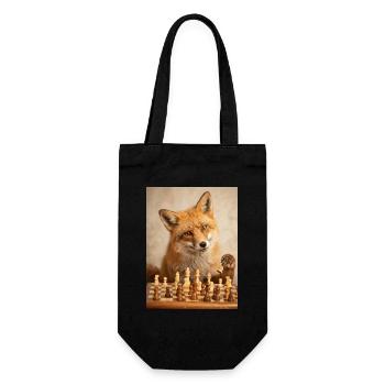 Fuchs spielt Schach - Geschenkbeutel für Flaschen - Schwarz - Vorne