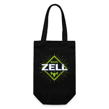 Zell an der Mosel Retro Weintrauben Souvenir - Geschenkbeutel für Flaschen - Schwarz - Vorne
