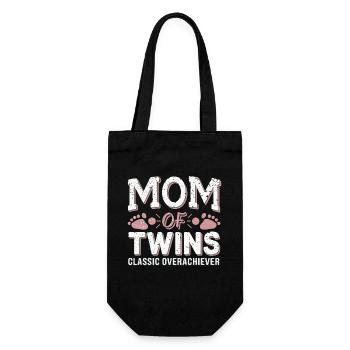 Mom of Twins – Classic Overachiever - Geschenkbeutel für Flaschen - Schwarz - Vorne