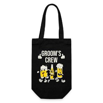 Funny Bräutigams Crew Bier - Geschenkbeutel für Flaschen - Schwarz - Vorne