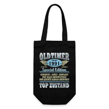 35. Geburtstag Geschenk Mann Oldtimer Juni 1991 - Geschenkbeutel für Flaschen - Schwarz - Vorne