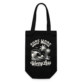 Surf More Worry Less Sommer Urlaub Wellen - Geschenkbeutel für Flaschen - Schwarz - Vorne