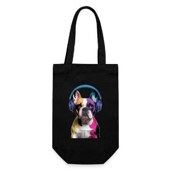 Bouledogue français français avec casque - Sac à bouteille - noir - Devant