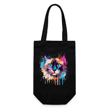 Colorful Splash Art Balinese Cat Face  - Gift Bag for Bottles - black - Front