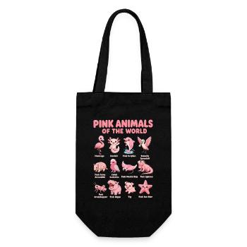 Rosa Tiere Der Welt Kawaii Wildtierkarte - Geschenkbeutel für Flaschen - Schwarz - Vorne