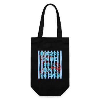 Daisy Striped Burgers On The Grill Bun in The Oven - Gift Bag for Bottles - black - Front