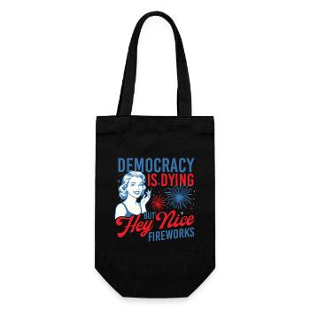 Democracy Dying Nice Fireworks Humor - Gift Bag for Bottles - black - Front