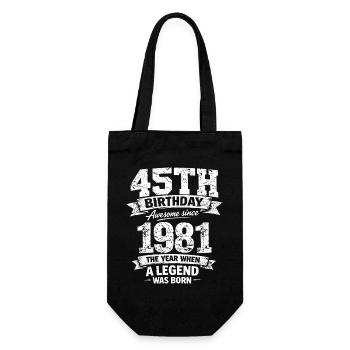 45. Geburtstag Awesome Since 1981 Legend Geboren D - Geschenkbeutel für Flaschen - Schwarz - Vorne