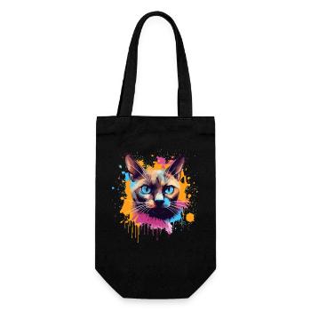 Colorful Splash Art Burmese Cat Face  - Gift Bag for Bottles - black - Front