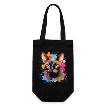 Visage de chat birman avec des éclaboussures colorées - Sac à bouteille - noir - Devant