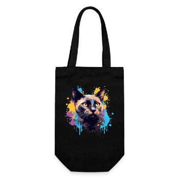 Splash Art Visage de chat birman coloré - Sac à bouteille - noir - Devant