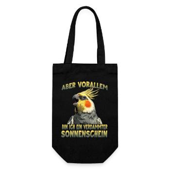 Nymphensittich australischer Sittich Cockatiel  - Geschenkbeutel für Flaschen - Schwarz - Vorne