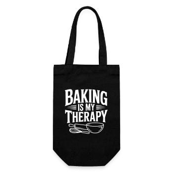Baking Is My Therapy - Gift Bag for Bottles - black - Front