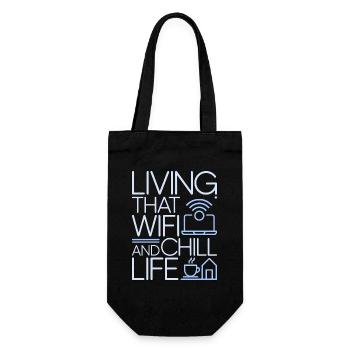 Remote Developer Living That WiFi Web Developer - Geschenkbeutel für Flaschen - Schwarz - Vorne
