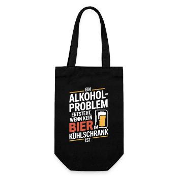Bier Spruch Alkohol Problem Männerabend JGA Herren - Geschenkbeutel für Flaschen - Schwarz - Vorne