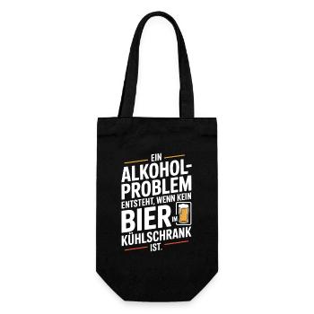 Bier Spruch Alkohol Problem Männerabend JGA Herren - Geschenkbeutel für Flaschen - Schwarz - Vorne