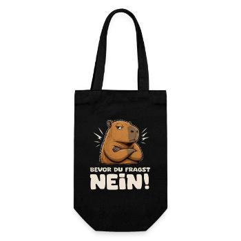 Capybara Attitude Nein! - Geschenkbeutel für Flaschen - Schwarz - Vorne