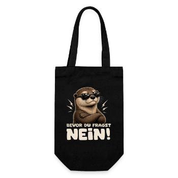 Otter mit Sonnenbrille – Nein! - Geschenkbeutel für Flaschen - Schwarz - Vorne